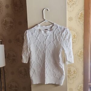 Eden Textured Elbow Sleeve Top Free People Cream Textured  Knit Top. Small